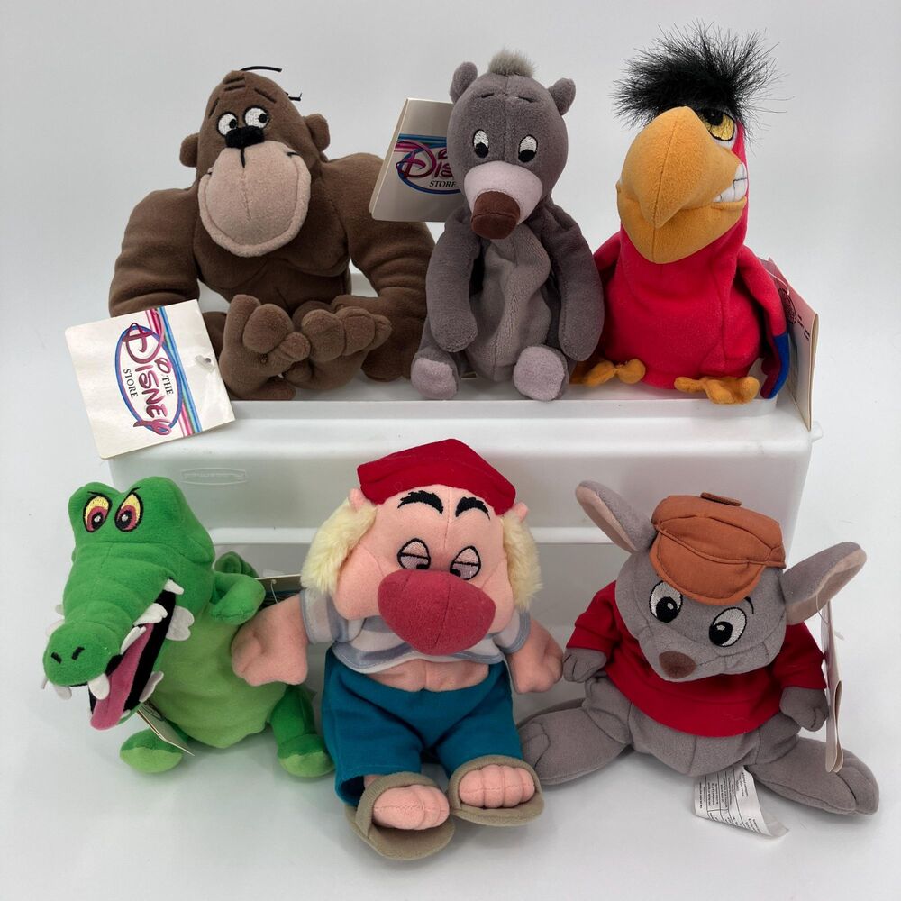 VTG Disney Bean Bag Plush Bundle-Baloo, Iago, Ape, Crock, Smee &Bernard